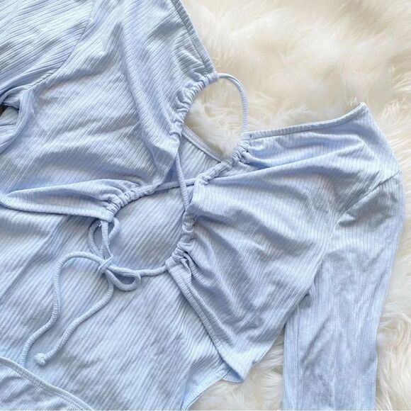 Long Sleeve Open Back Ribbed Bodysuit - Picture 5 of 5